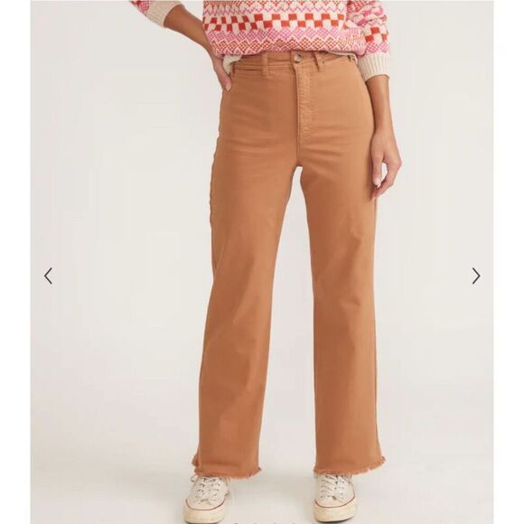 Marine Layer Pants - Marine Layer Women's Wide Leg Pants Size 4 camel Brown High-Rise Casual